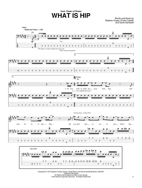 What Is Hip - Tower Of Power, Rocco Prestia (Bass Tab)