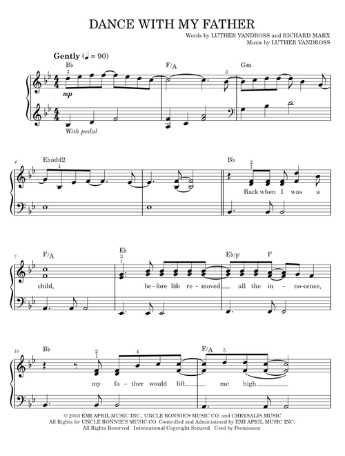 Dance With My Father - Luther Vandross, Richard Marx (Easy Piano)