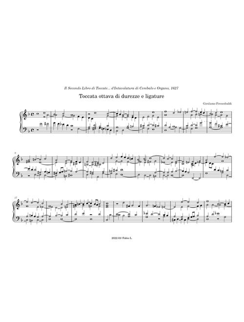 Frescobaldi: Toccata di durezze, e Ligature (1627)