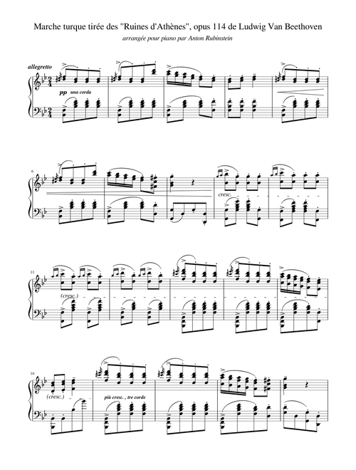 Marche turque de Ludwig Van Beethoven, opus 114