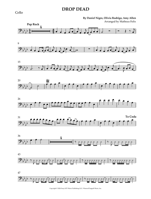 Drop Dead (Arr. Matheus Felix) - Olivia Rodrigo (Cello Solo)