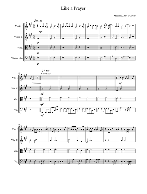 Like a Prayer – Madonna Like a Prayer for String Quartet