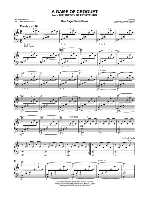 A Game Of Croquet (Arr. MCC Arrangements) - Various (Piano Solo)