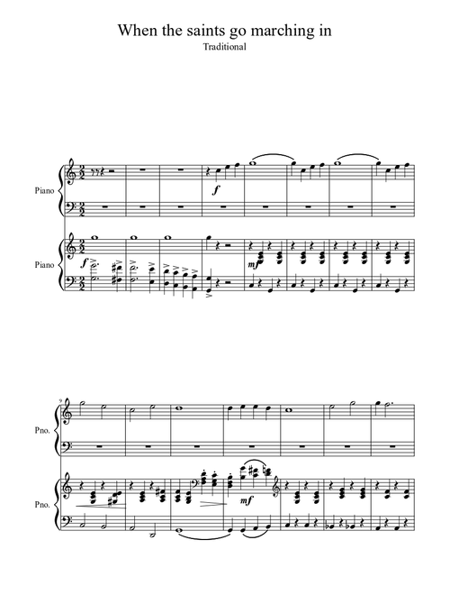 When the saints go marching in (piano duet)