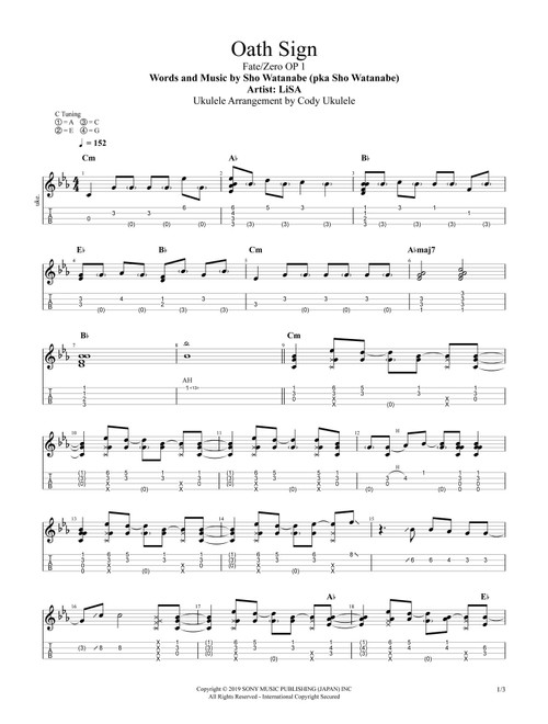 Oath Sign (Arr. Cody Ukulele) - LiSA (Ukulele)