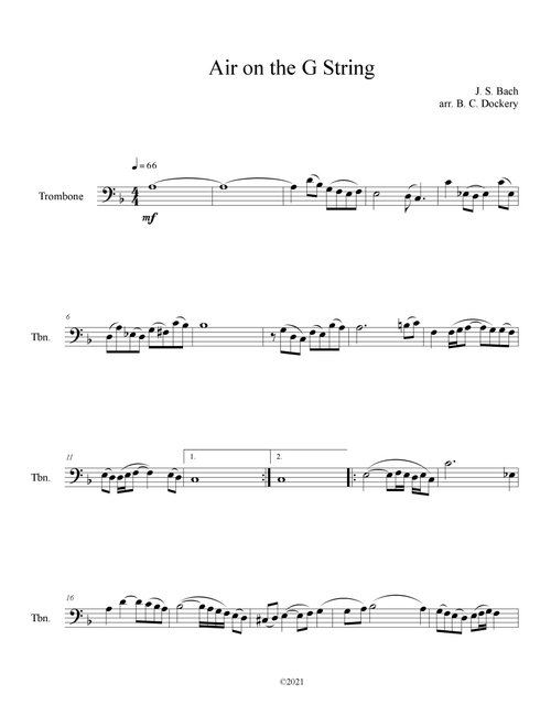 Air on the G String (Trombone Solo) (Arr. B. C. Dockery) - J S Bach (Trombone Solo)