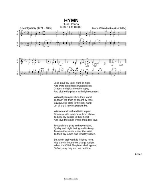 Hymn LM tune Ifenna in E flat