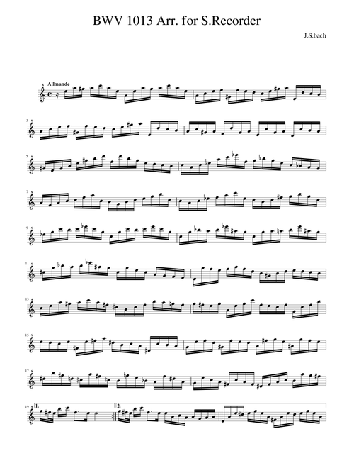 Partita in A minor, BWV 1013 – Johann Sebastian Bach Arr. for S.Recorder