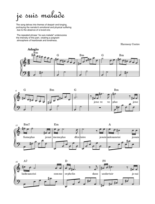 Je Suis Malade (Arr. HARMONY CENTRE) - Lara Fabian (Piano Solo)