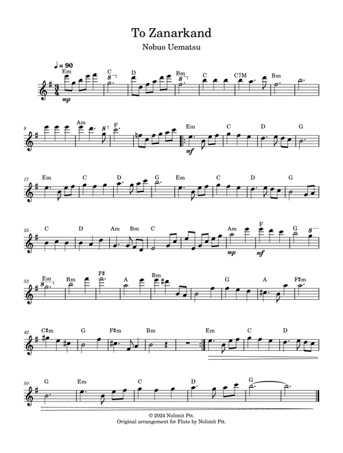 To Zanarkand (Arr. FluteT) (Flute Solo)