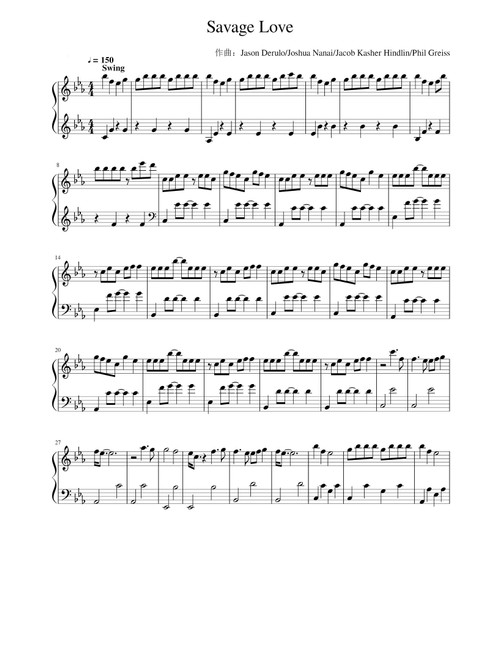 Savage Love (Arr. Jawsh 685 x Jason Derulo x BTS) (Piano Solo)