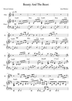 Play Official version of Beauty and the Beast Sheet Music by Alan