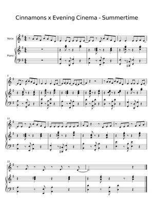 Summertime - Cinnamons x Evening Cinema Sheet Music for Piano