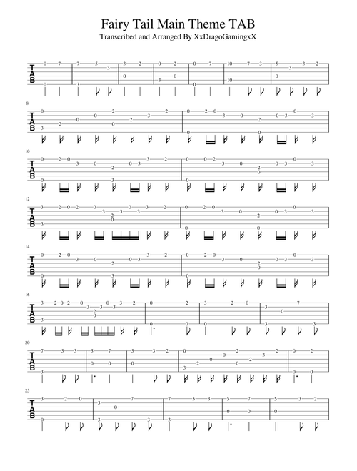 Fairy Tail Main Theme TAB