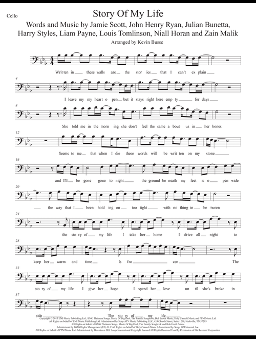 Story Of My Life (Arr. Kevin Busse) - One Direction (Cello Solo)