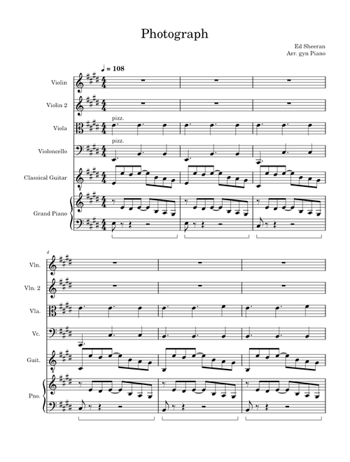 Photograph – Ed Sheeran (String Quartet + Piano + Guitar)