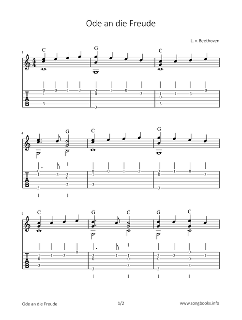 Ode an die Freude (Arr. Bettina Schipp) - L. v. Beethoven (Solo Guitar)