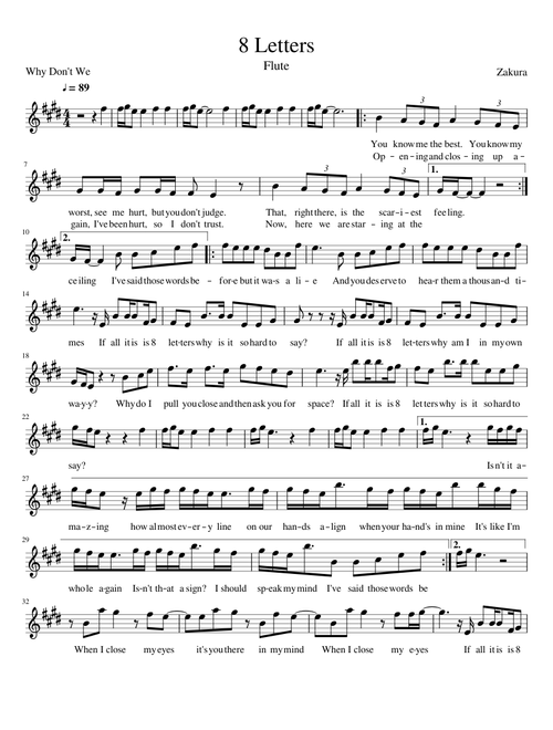 Why Don't We - 8 Letters (Flute)