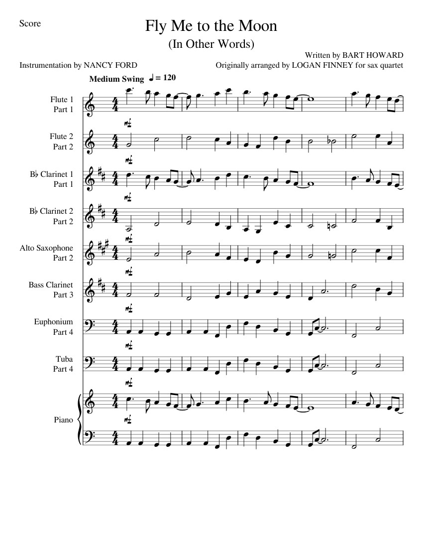 Fly Me to the Moon - Bart Howard (for wind ensemble) Sheet Music