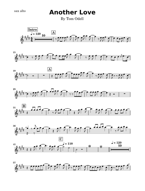 Another love – Tom Odell - sax alto