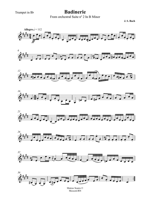 Badinerie (Arr. Mateus Soares) - Johann Sebastian Bach (Trumpet Solo)
