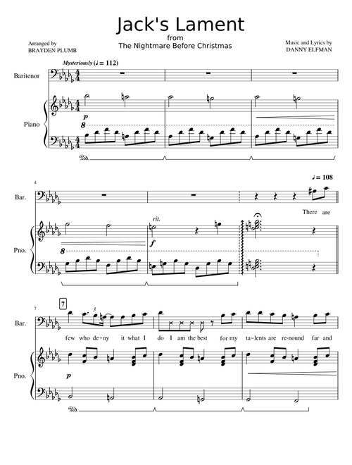 Jack's Lament (Piano Accompaniment and Vocals)