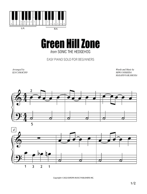 Up On The Green Hill From Sonic The Hedgehog Green Hill Zone (Arr. Iza Camacho F.) - Dreams Come True (Easy Piano)