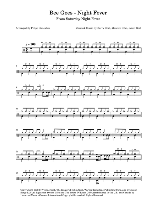 Night Fever (Arr. The Ninja) - Bee Gees (Drums)