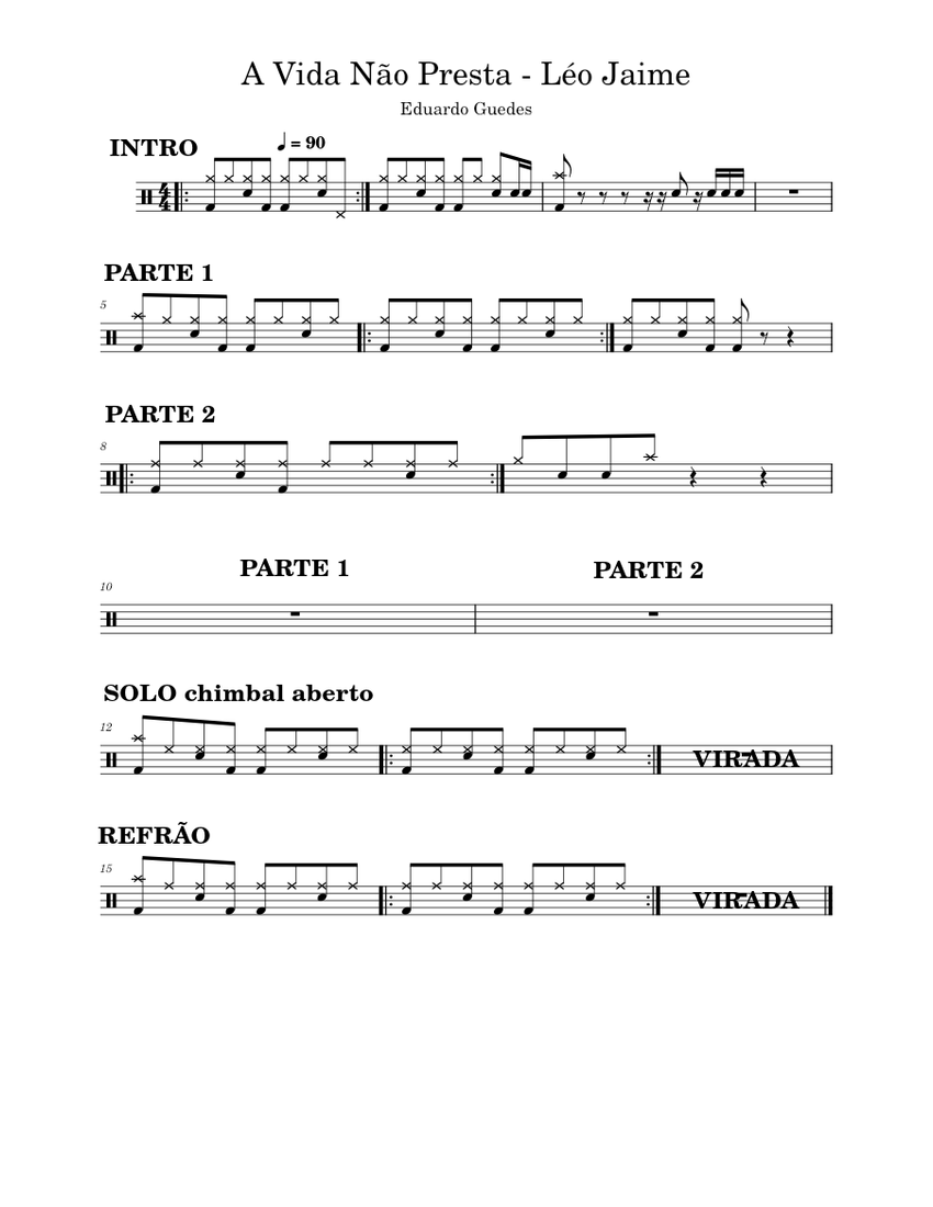 A vida nao presta – Leo Jaime Sheet music for Drum group (Solo ...