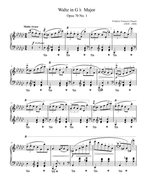 Chopin - Waltzes, Op.70 No.1 in G♭ Major - Original With Fingering - For Piano Solo (Arr. poon) - Frédéric François Chopin (Piano Solo)