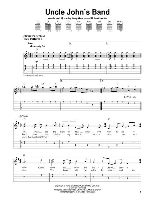 Uncle John's Band - Grateful Dead (Easy Guitar with TAB)