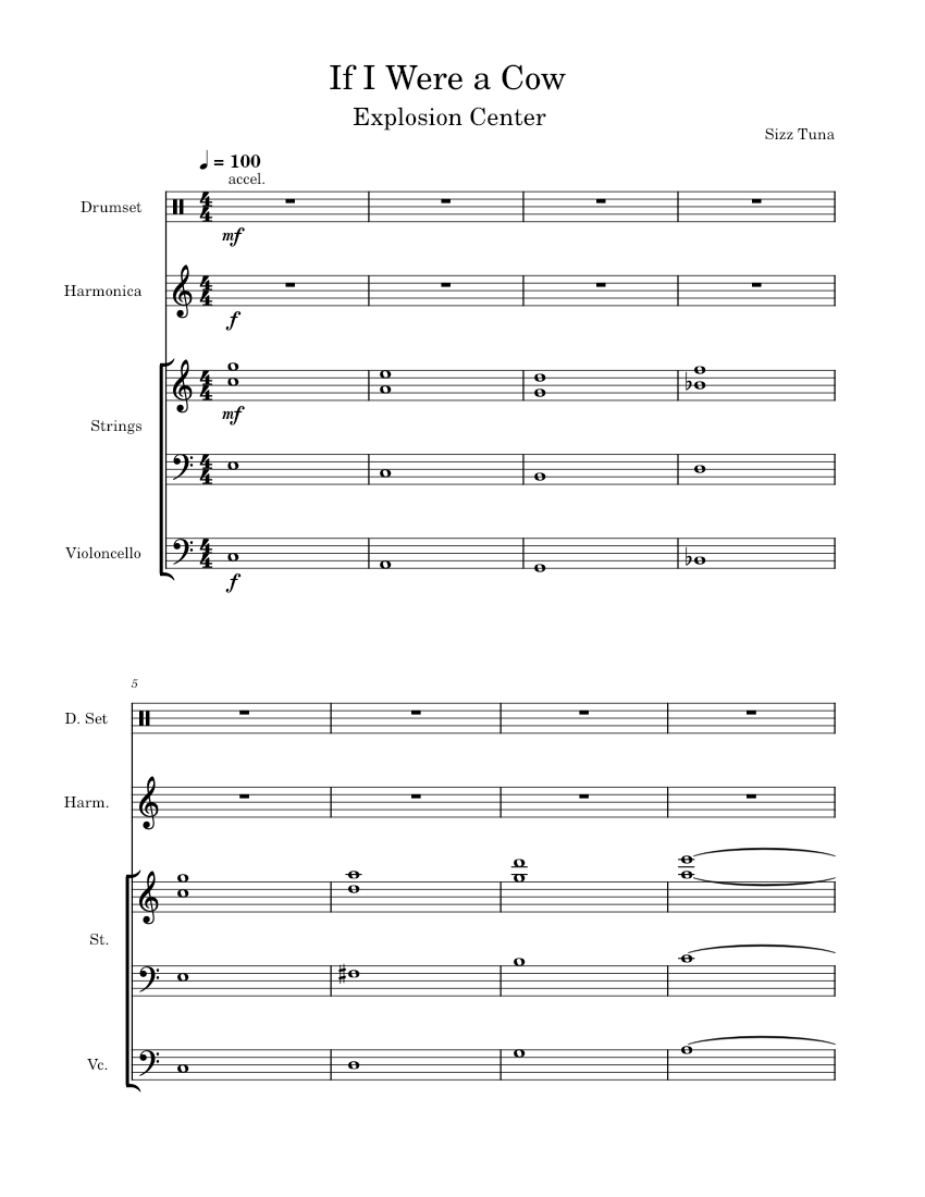 If I Were a Cow Explosion Center Sheet music for Cello, Bass guitar