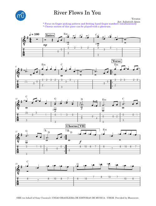 River Flows In You - Yiruma (GTR100-M10)