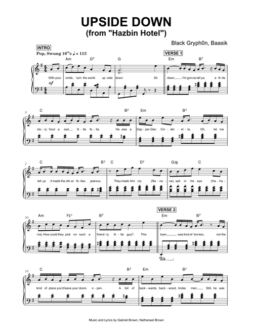 UPSIDE DOWN (from Hazbin Hotel) - Black Gryph0n, Baasik (Piano)