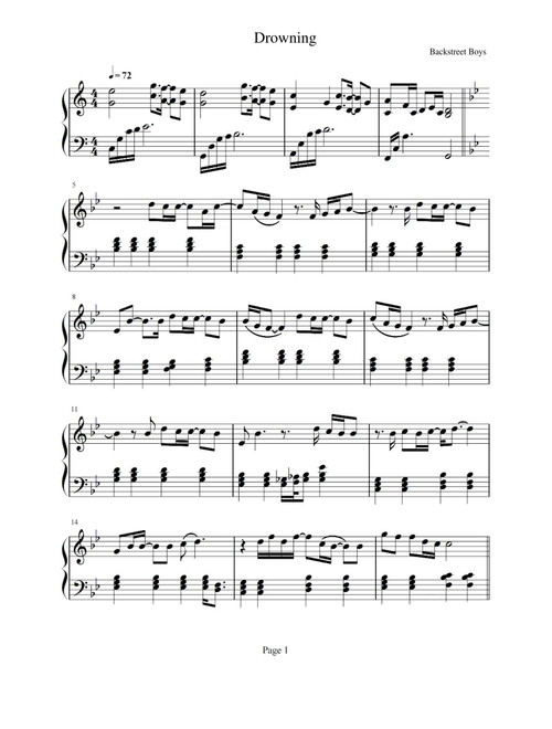 Drowning (Arr. Backstreet Boys) (Piano Solo)