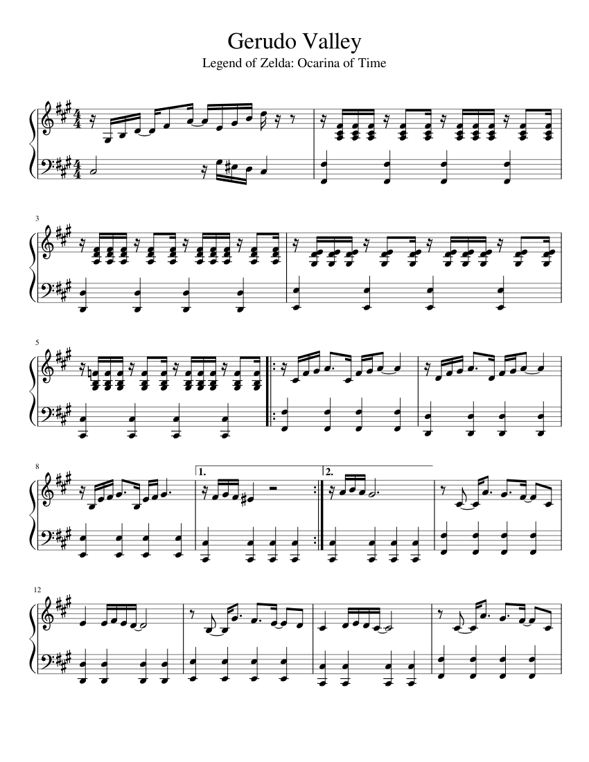 Gerudo Valley Sheet music Piano (Solo) | Musescore.com