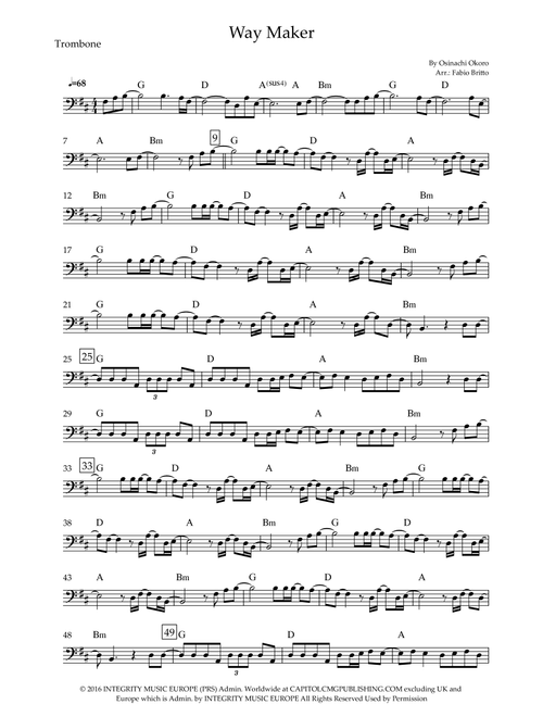 Way Maker (Arr. Fabio Britto) - Sinach (Trombone Solo)