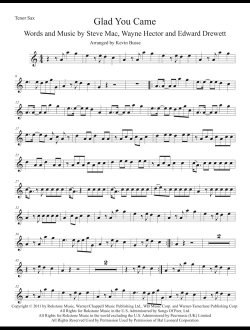 Glad You Came (Arr. Kevin Busse) - The Wanted (Tenor Sax Solo)