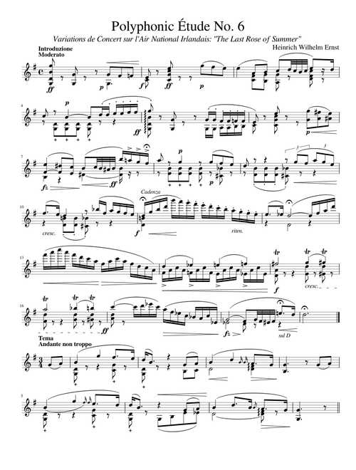 The Last Rose of Summer (Polyphonic Etude No. 6) – Heinrich Wilhelm Ernst