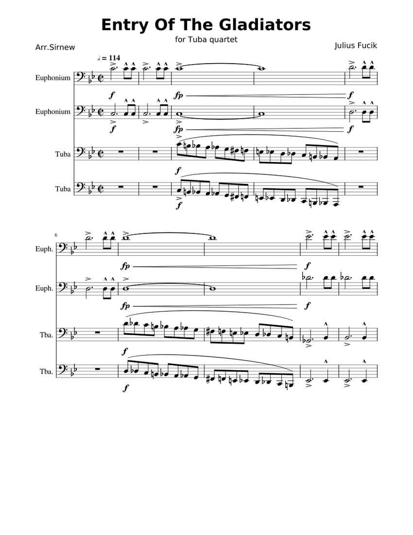 Entry_Of_The_Gladiators for Tuba quartet Sheet Music for Euphonium ...