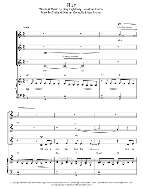 Run (arr. Jeremy Birchall) - Snow Patrol, Leona Lewis (Choral, SSA)