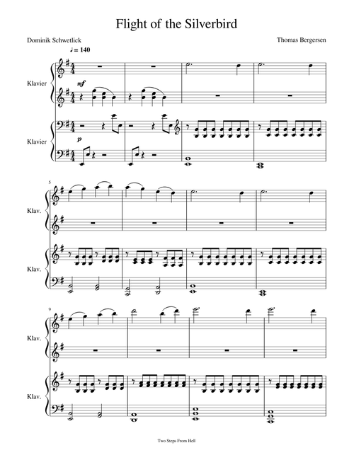 Two Steps From Hell - Flight of the Silverbird - Piano 4 Hands