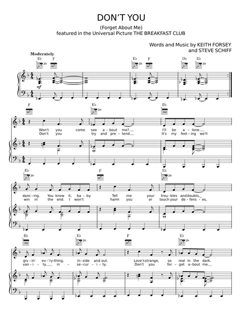 Don't You (Forget About Me) - Keith Forsey and Steve Schiff