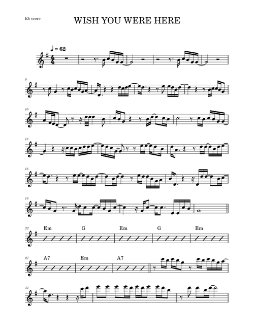 Wish you were here – Pink Floyd (ALTO SAX)