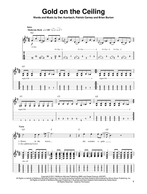 Gold On The Ceiling - The Black Keys (Guitar Tab Play-Along)