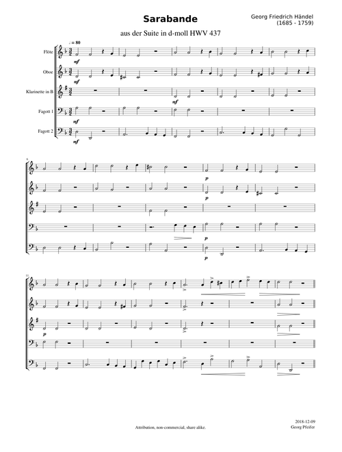 Haendel, Georg Friedrich: Sarabande HWV 437 - Woodwind Quintet