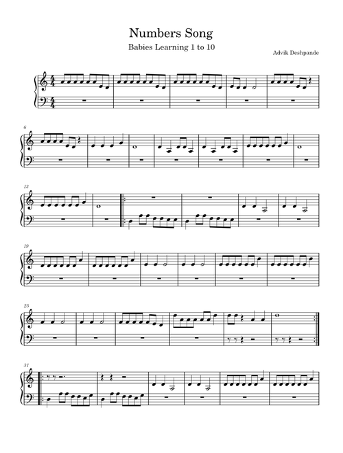 Numbers Song – InfiniteMusicWorld