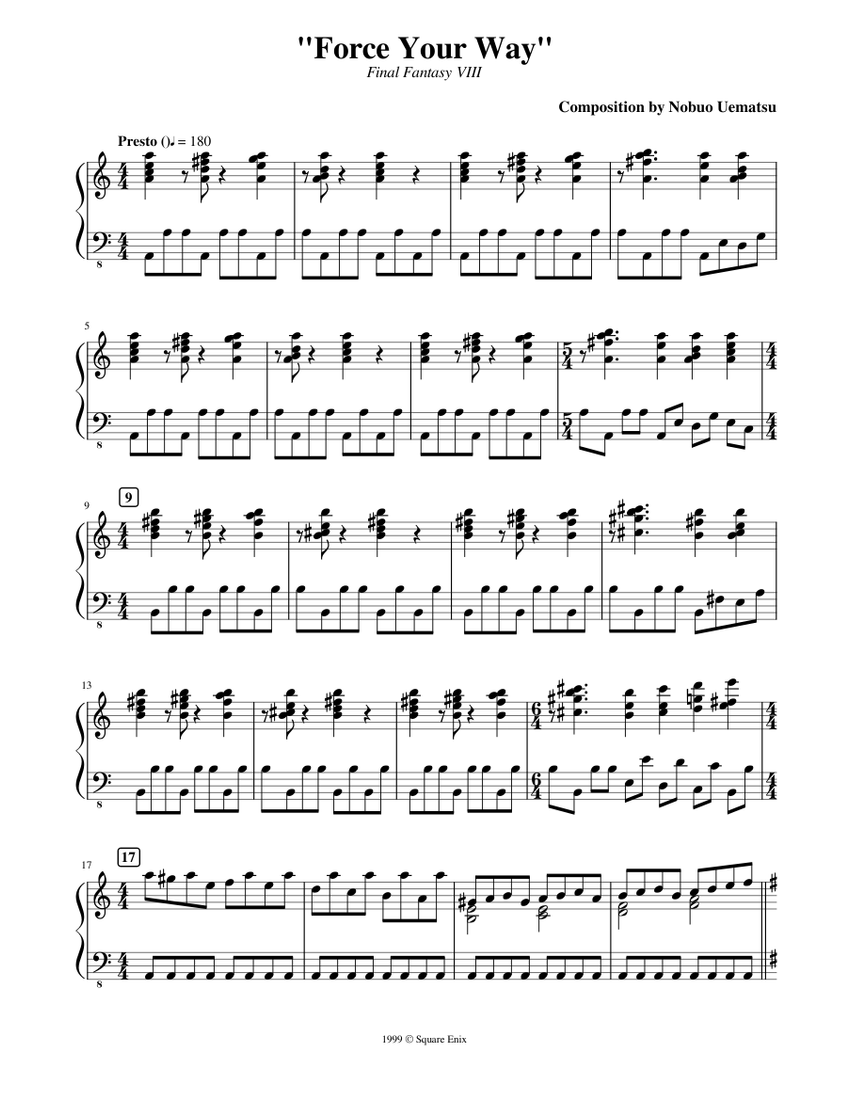 force your way ff8 Sheet Music for Piano (Solo) | MuseScore.com