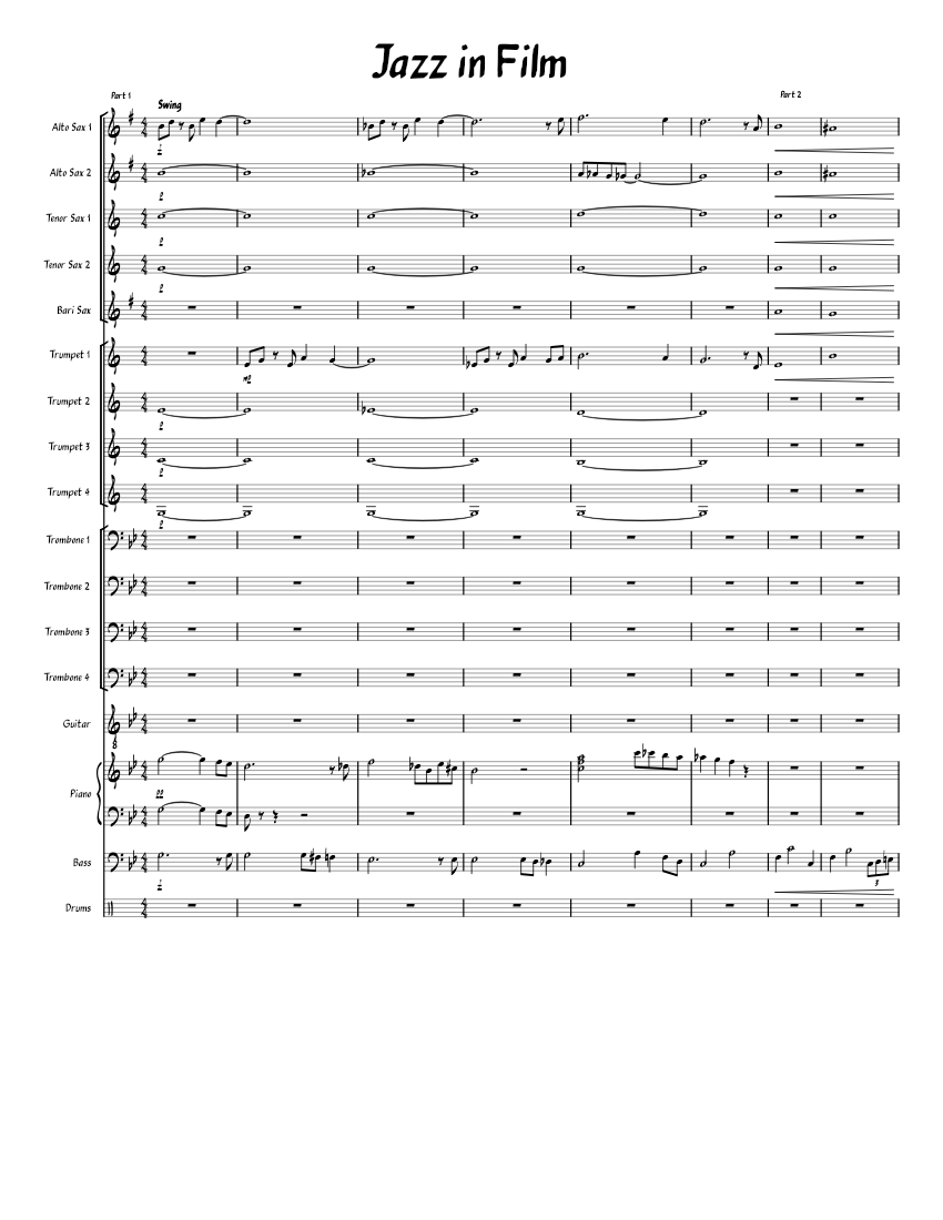 Jazz in Film Sheet music for Piano, Trombone, Saxophone alto