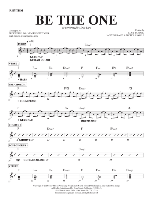 Be The One (Arr. Nick Petrillo) - Dua Lipa (Lead Sheet - Fake Book)